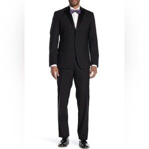 JB Britches Logan Torino Black Wool Two Piece Suit Set Size 46R, 40R